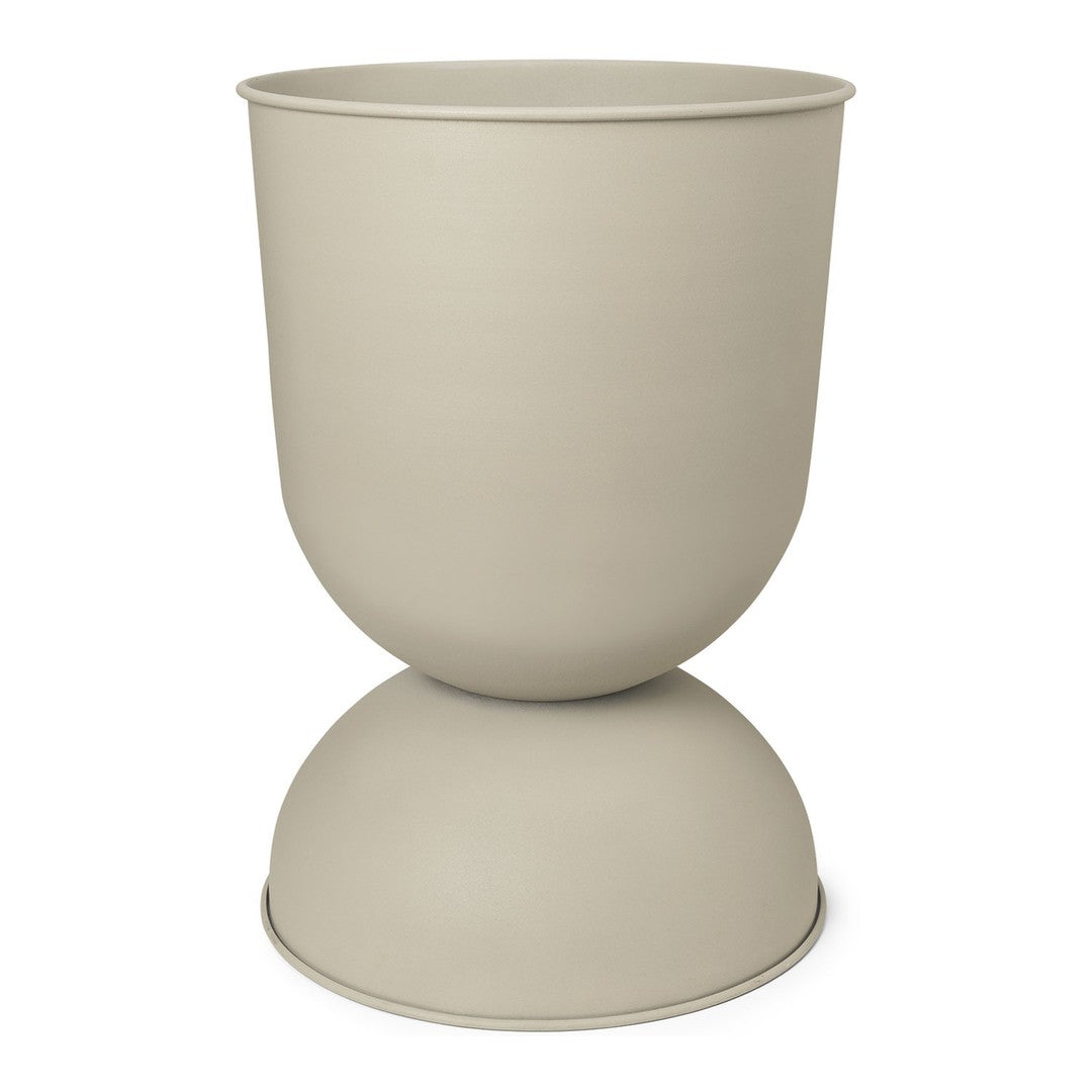 Sleek, modern planter in soft beige with a smooth matte finish, featuring a round base and bulbous design.