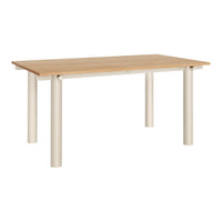 Natural wood tabletop with light beige legs, featuring a smooth, simple design for versatile decor.