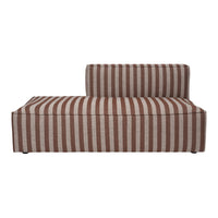 Brown and beige striped chaise lounge with a modern design. Elegant pattern enhances any living space.