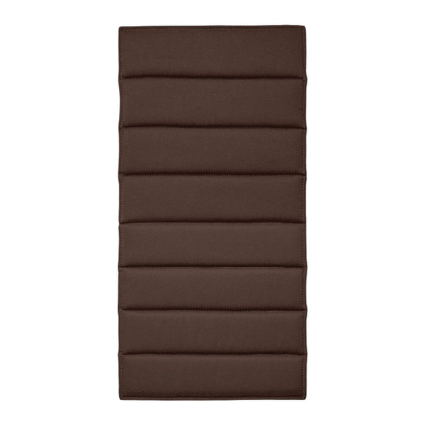 Brown padded cushion with a sleek, ribbed pattern, perfect for outdoor seating or lounging.