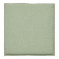 Soft sage green fabric square with a smooth texture, ideal for home decor or upholstery projects.