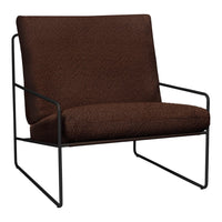 Brown textured fabric chair with a sleek black metal frame, adding a modern touch to any space.