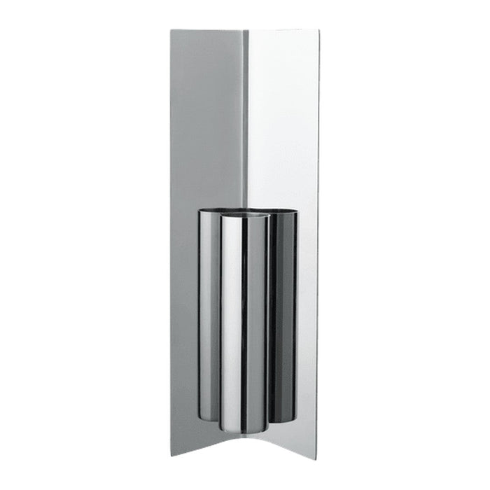 Sleek, modern wall fixture with polished chrome and black finish, featuring a unique cylindrical design.
