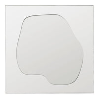 Abstract white mirror with an irregular oval pattern and a sleek, modern outline. Perfect for contemporary decor.