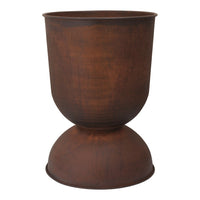 Rustic brown tapered planter with smooth finish and rounded base, adding a touch of warmth to any decor.