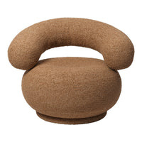 Brown textured chair with a smooth, rounded design and a plush finish, perfect for modern decor.
