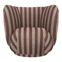 Brown and cream striped accent chair with a contemporary, plush design, perfect for modern interiors.