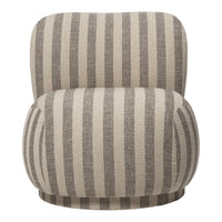 Beige and gray striped chair with a plush, rounded design. Perfect for adding modern texture to any space.