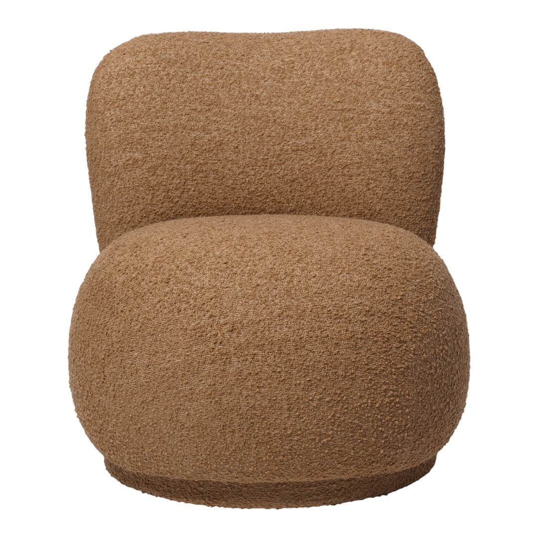 "Soft brown textured chair with a plush, rounded design, perfect for modern home decor."