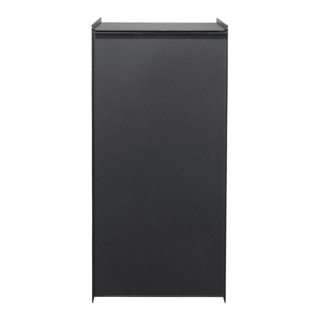 Sleek black cabinet with a smooth, matte finish, perfect for modern decor. Simple and stylish design with no patterns.