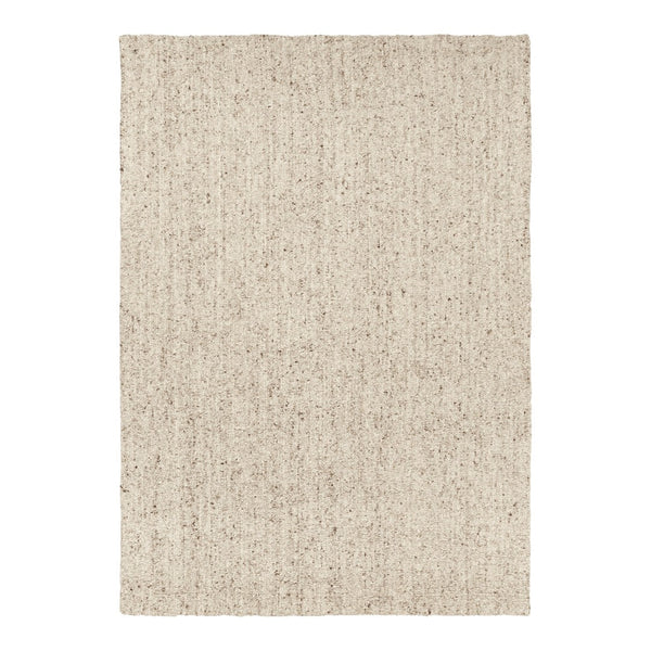 Beige textured rug with subtle woven patterns on a neutral background. Ideal for contemporary and minimalist decor.