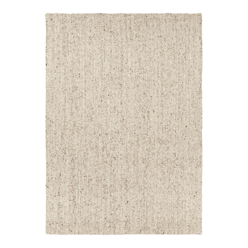 Beige textured rug with subtle woven patterns on a neutral background. Ideal for contemporary and minimalist decor.