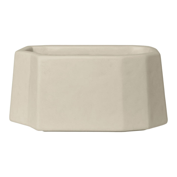 Beige geometric planter with a smooth finish and angular design, perfect for modern decor. Ideal for indoor plants.