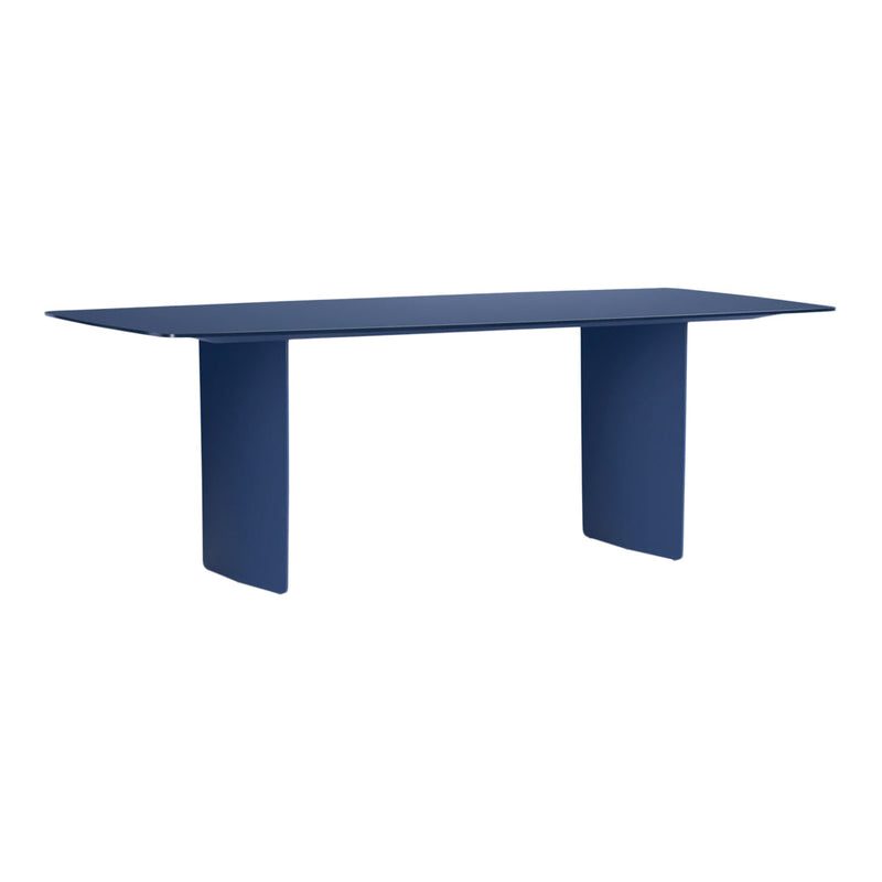 Navy blue modern table with a sleek, minimalist design and smooth surface, ideal for contemporary spaces.