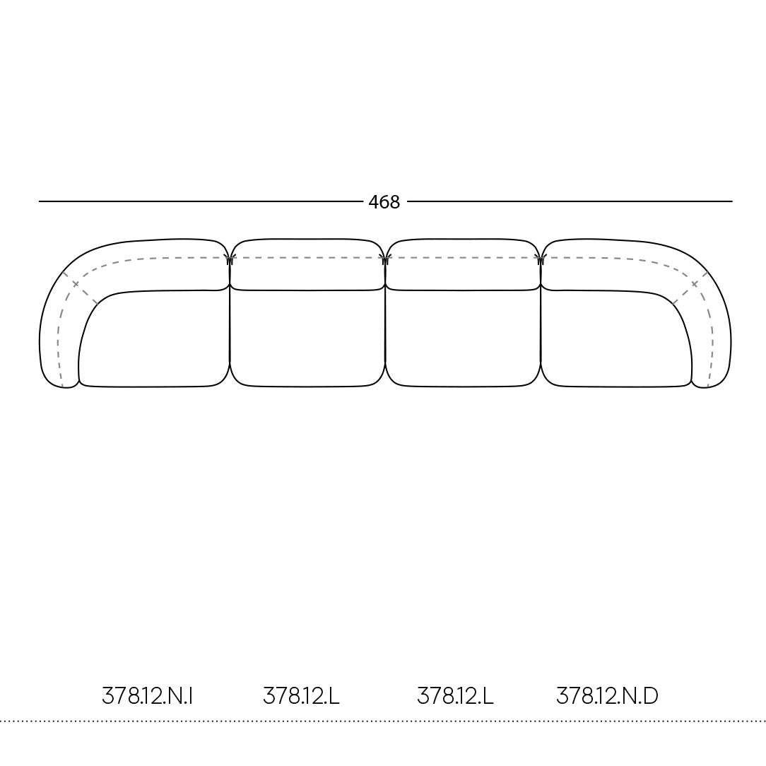 Modern modular sofa sketch featuring a sleek design with smooth curves and a minimalist aesthetic in soft neutral tones.