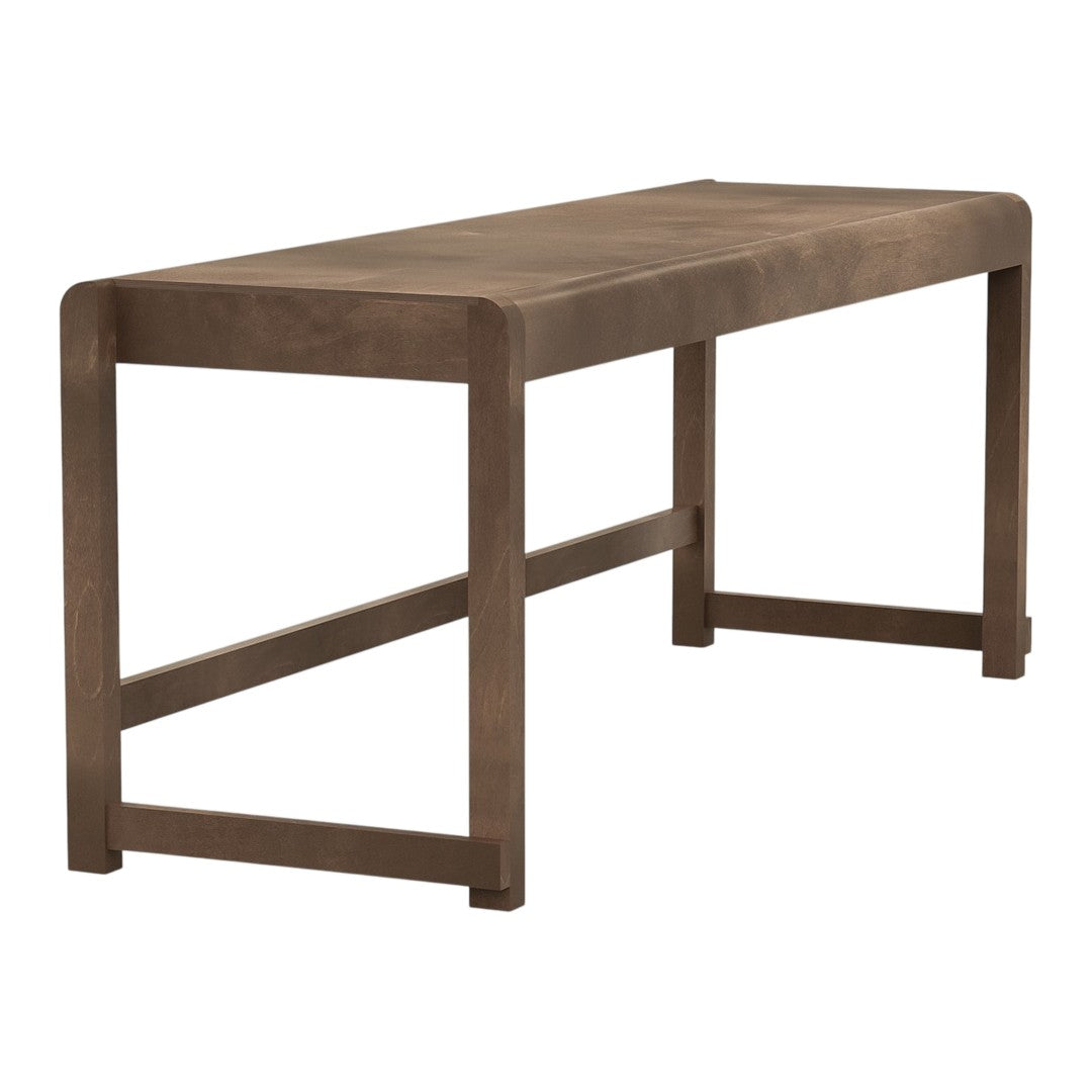 Rustic brown rectangular table with a smooth surface and minimalist design. Ideal for modern or industrial decor.