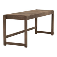 Rustic brown rectangular table with a smooth surface and minimalist design. Ideal for modern or industrial decor.