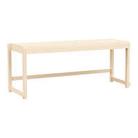 Minimalist beige bench with a smooth, solid surface and simple, clean lines. Perfect for modern decor.