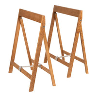 Natural wood grain with a warm oak finish, featuring a simple, modern A-frame design.