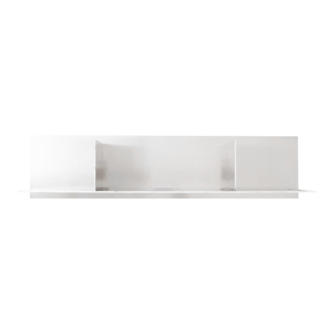 Sleek white modern shelf with smooth surfaces and minimalist design, perfect for contemporary decor.
