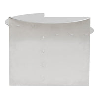 Silver metallic curved design with smooth finish, featuring subtle cut-out patterns. Ideal for modern decor.