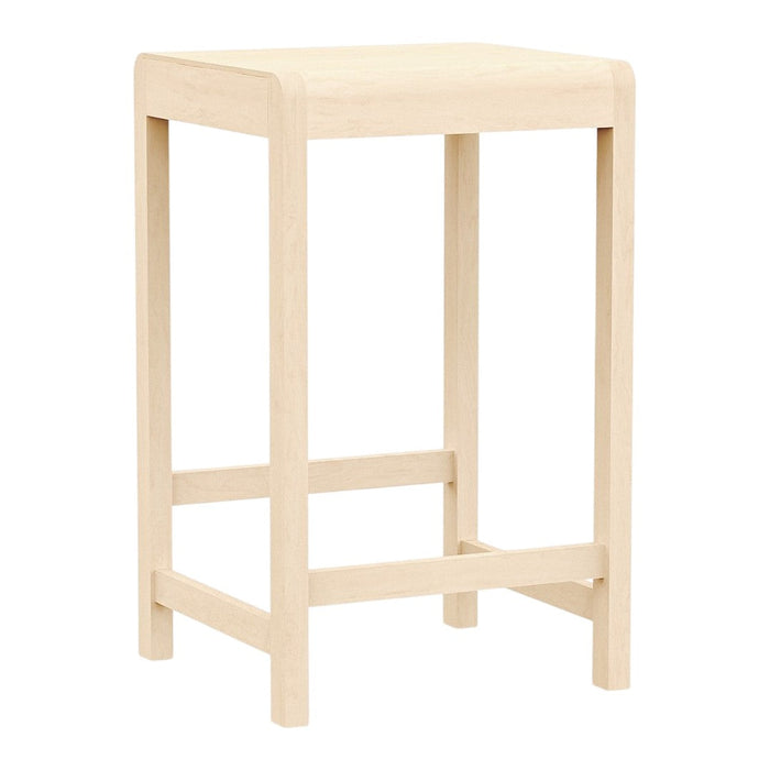 Natural wood bar stool in a light beige finish with a simple, clean design and no visible patterns.