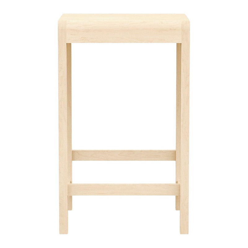 Natural wood bar stool in light beige, showcasing a simple, smooth design with no visible patterns.