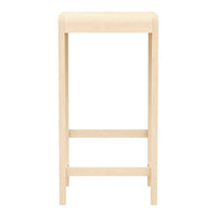Natural wood bar stool in a light beige finish with a smooth, minimalist design.