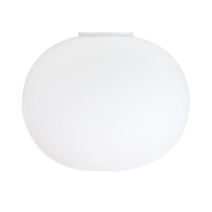 White round pendant light with a smooth, glossy finish and minimalist design. Perfect for modern decor.