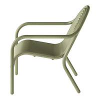 Olive green chair with a smooth design and subtle ribbed pattern on the backrest for added style.