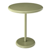 Round green table with a textured, concentric circular pattern. Perfect for outdoor or casual settings.
