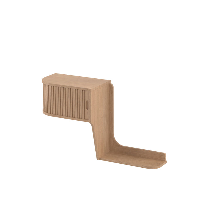 Natural brown desk organizer with a ribbed design, featuring a smooth, minimalist finish and subtle curves.