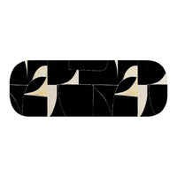 Black and cream abstract geometric pattern with curved shapes and contrasting sections. Ideal for modern decor.