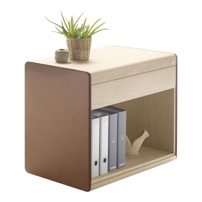 Light wood top with a brown side, featuring clean lines and a minimalistic design. Perfect for modern decor.