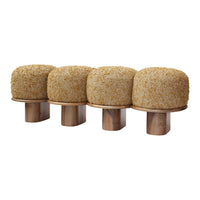"Set of four textured, round storage containers in natural beige color with a subtle earthy pattern."