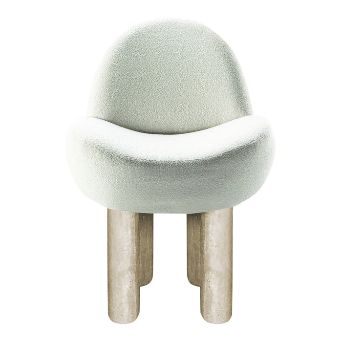 Soft mint green chair with a cozy texture and minimalist design featuring light-colored wooden legs.
