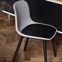 Seela Side Chair - Black Wooden Base, Fully Upholstered
