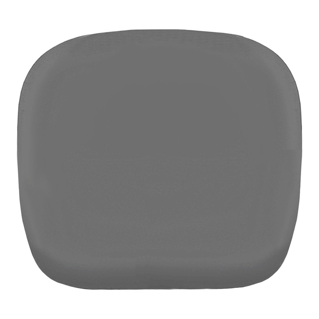 Gray square plate with a smooth, matte finish, ideal for modern table settings.