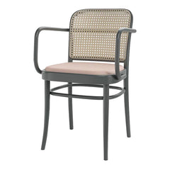Armchair 811 - Cane Back & Seat Upholstered - Beech Pigment Frame