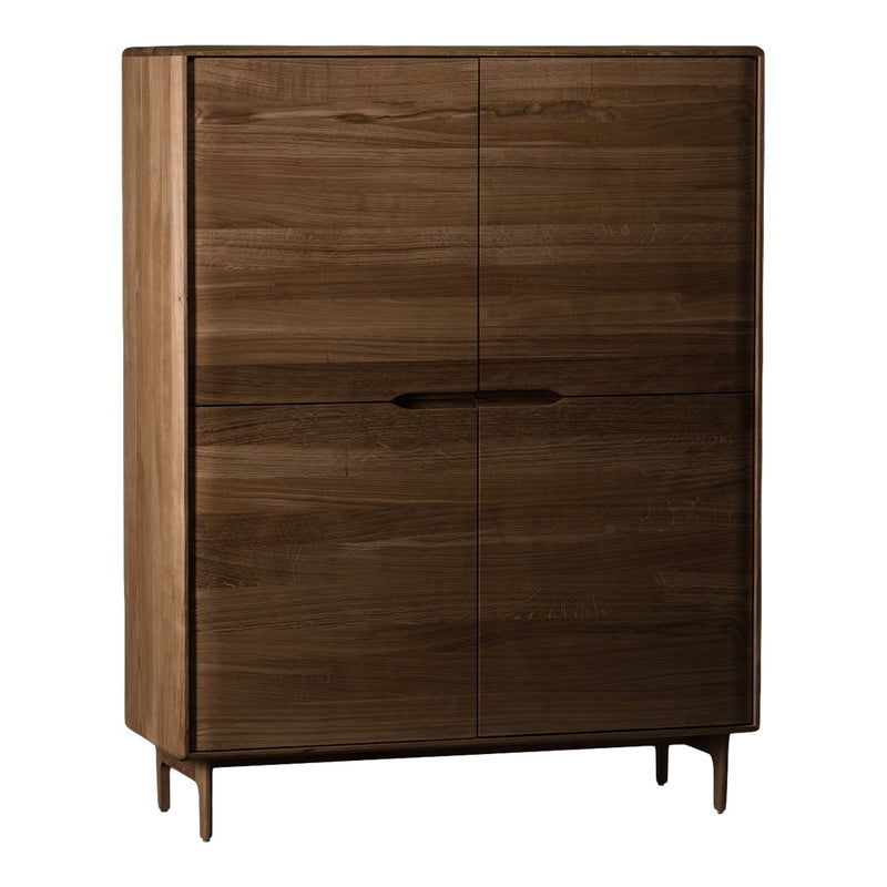 Walnut wood cabinet with a smooth, minimalist design and natural wood grain patterns. Rich brown tones complement any decor.