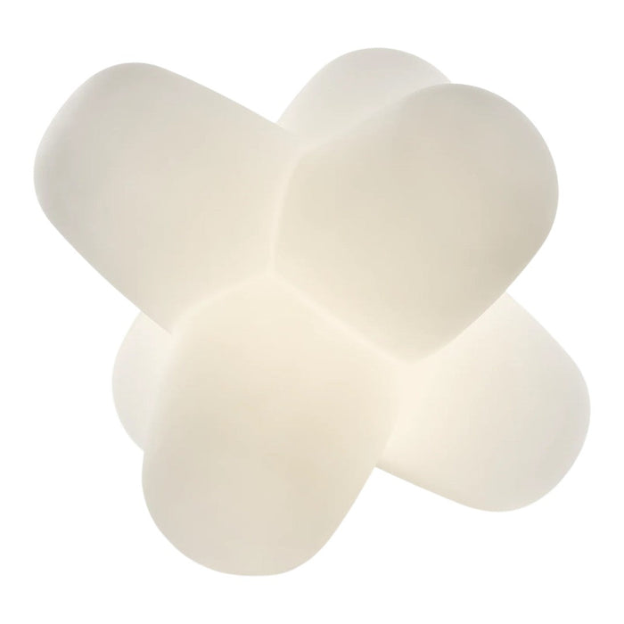 Elegant white geometric lamp with smooth, rounded edges and a modern, minimalist design.
