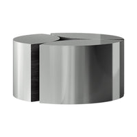 Stylish silver round coffee table with a sleek, modern design and smooth metallic finish. Perfect for contemporary decor.