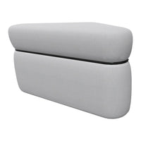 Light gray upholstered bench with smooth texture and sleek lines, featuring subtle tonal variations for added depth.