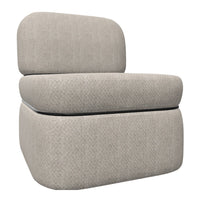 Beige lounge chair with a subtle textured pattern, adding a modern touch to any space.