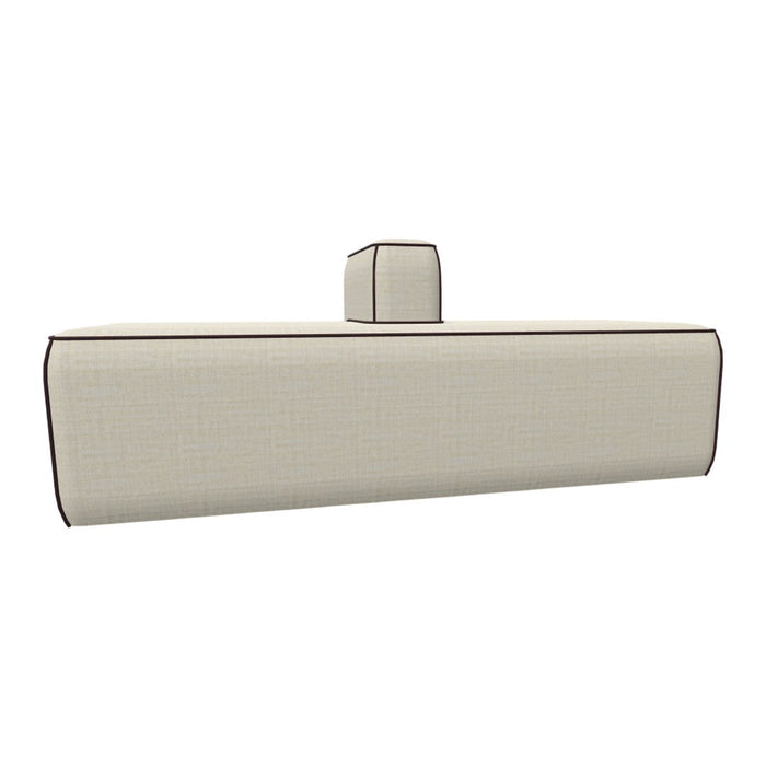 Beige sofa module with brown piping on a white background