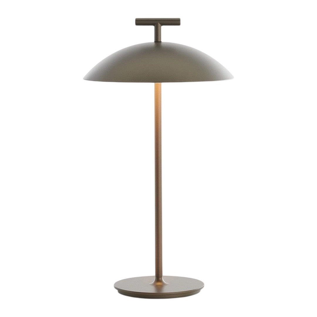 Sleek modern lamp in matte brown with a dome shade and slender base. Elegant design perfect for contemporary spaces.