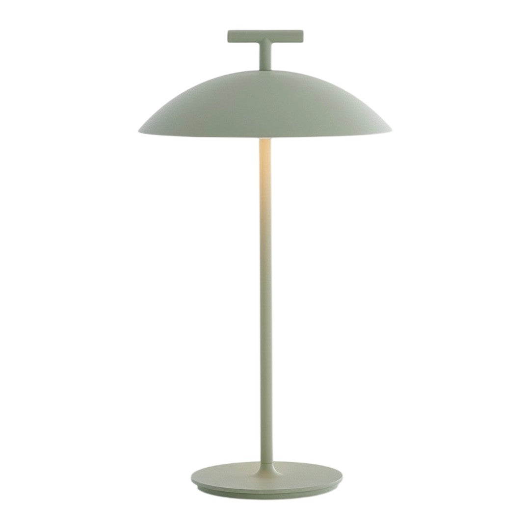 Minimalist lamp in soft sage green with a smooth, rounded shade and sleek base, perfect for modern decor.