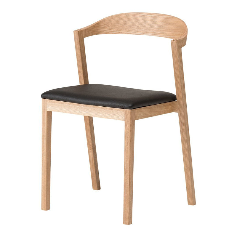 Light wood frame with a sleek black padded seat; modern and minimalistic design.