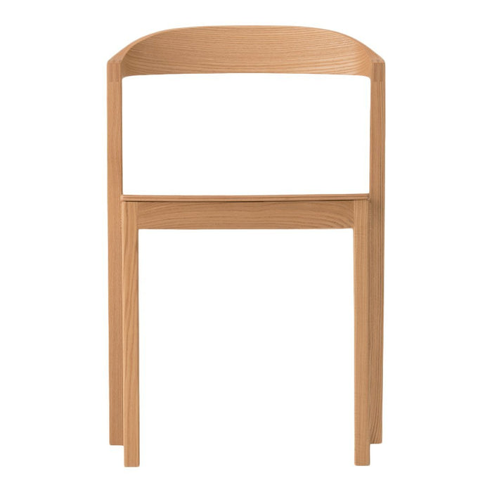 Light natural wood chair with a minimalist design and smooth finish, showcasing a simple, clean aesthetic.
