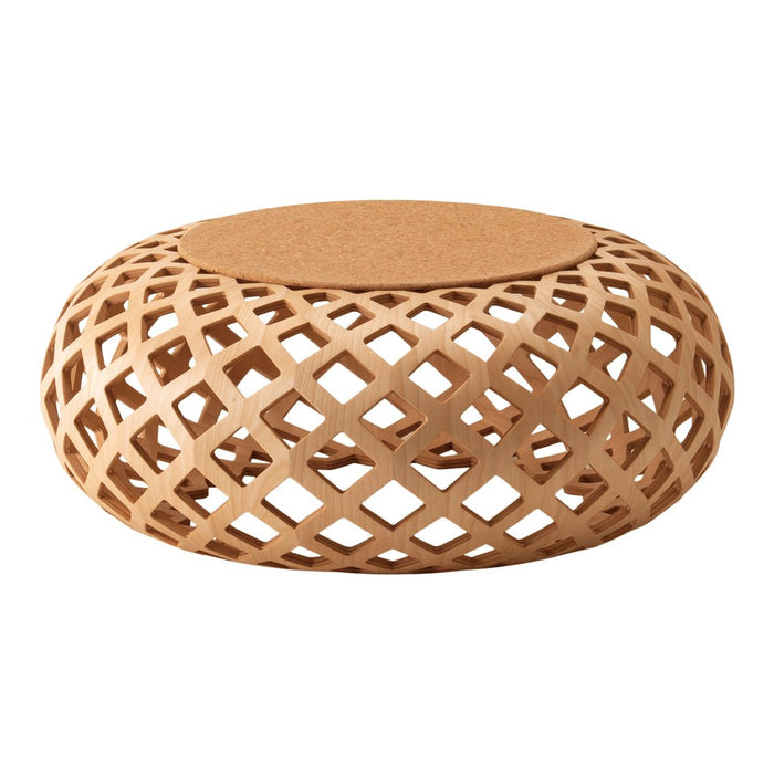 Natural woven pattern in warm beige with a smooth circular cork top. Ideal for modern decor.